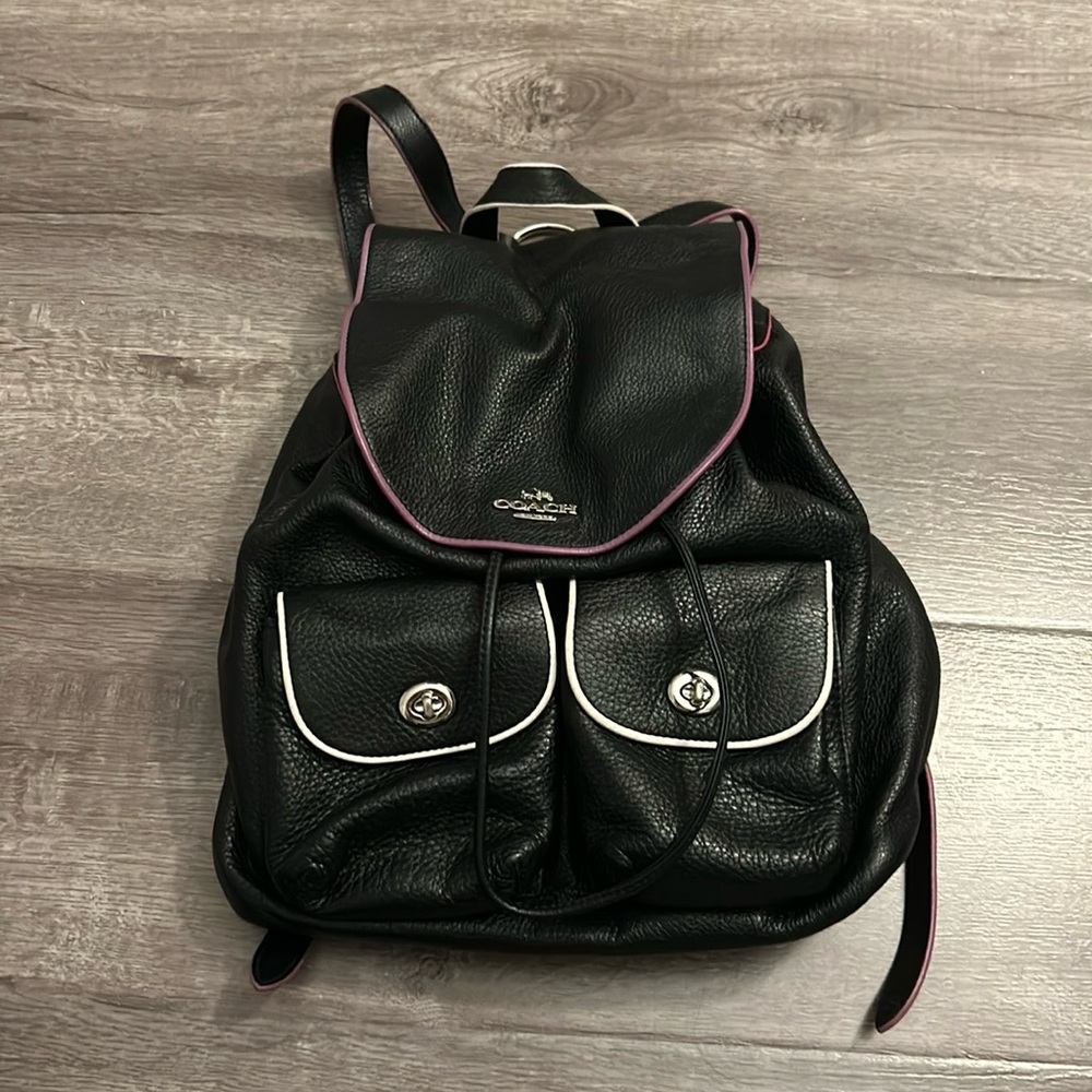 Coach Black Backpack with Pink Trim